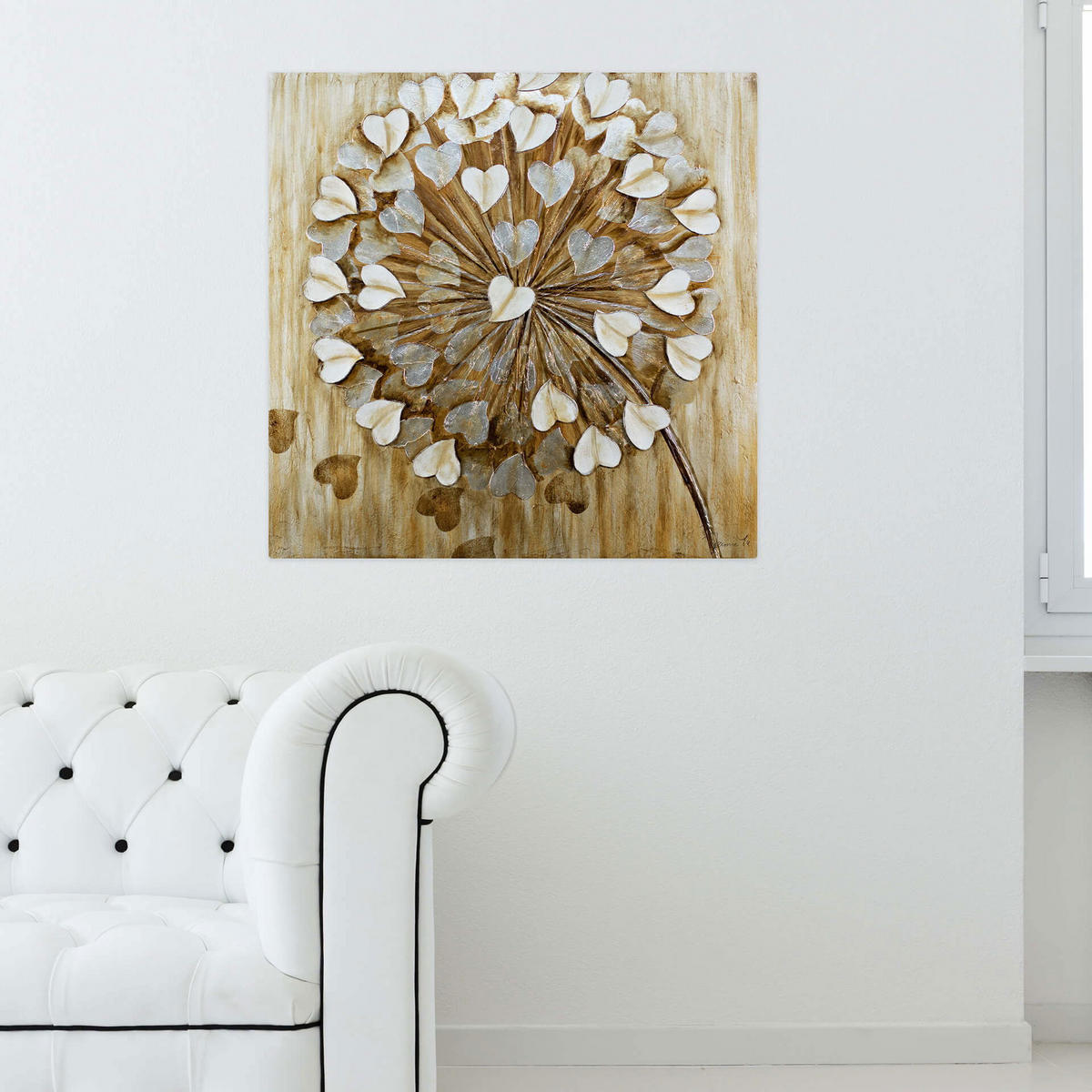 ÖLGEMÄLDE 80/80 cm - Beige/Braun, Holz/Textil (1.6/80cm) - KUNSTLOFT
