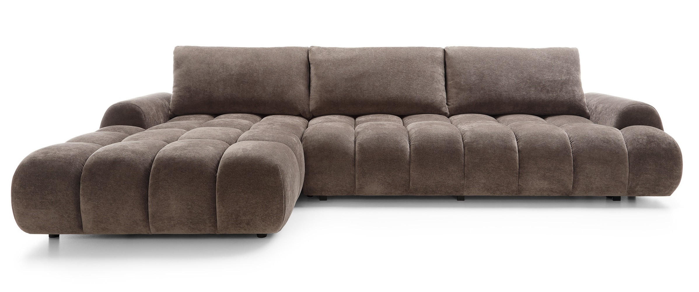 ECKSOFA 340 cm Valerio II, Schlaffunktion, Bettkasten, Links, Braun - Braun, Holz (340/177cm) - Emporius