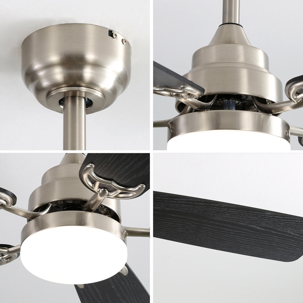 DECKENVENTILATOR DE-16265 132 cm mit LED & Memory-Funktion Schwarz - Schwarz, Holzwerkstoff (132.08/132.08/19.3cm) - ComfortXL