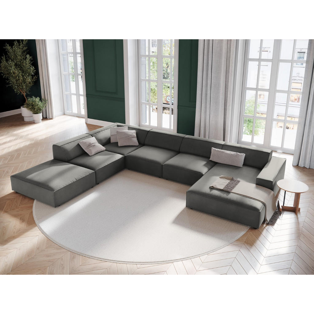 Thumbnail - Micadoni Panoramasofa, Hellgrau, Textil, 7-Sitzer, U-Form, 262x70x364 cm, Hergestellt in Europa, Oeko-Tex®, Wohnzimmer, ...