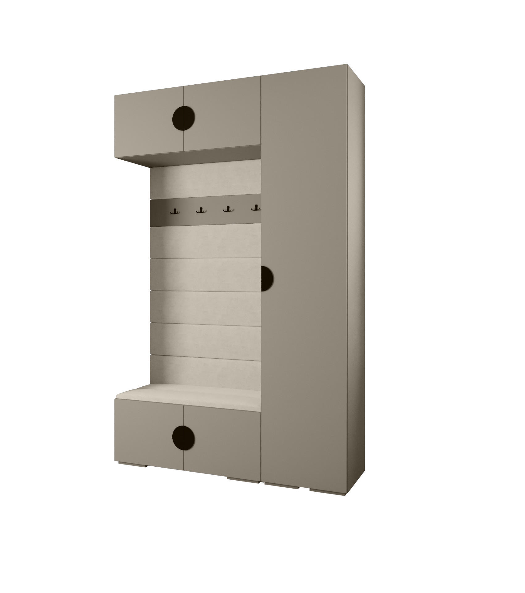 Abiks Möbel Garderoben-Set Kaschmir, Beige, Schwarz 150x236.7x47 cm