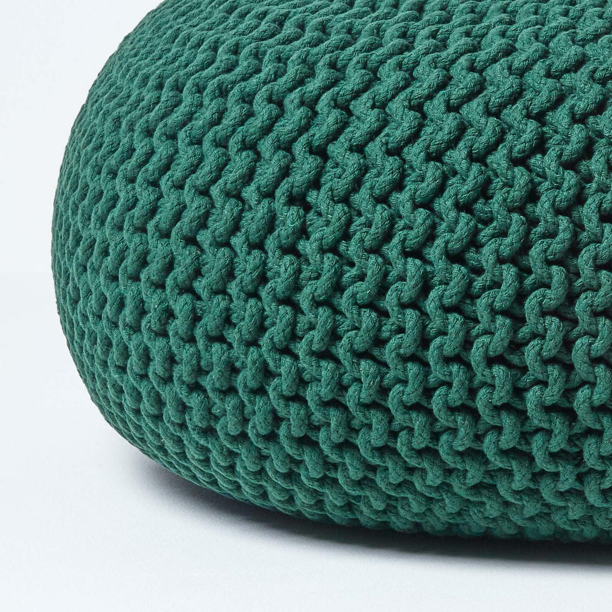 STRICK-POUF tannengrün, Bodenkissen rund 70/70/23 cm - Waldgrün, Textil (70/23/70cm) - Homescapes