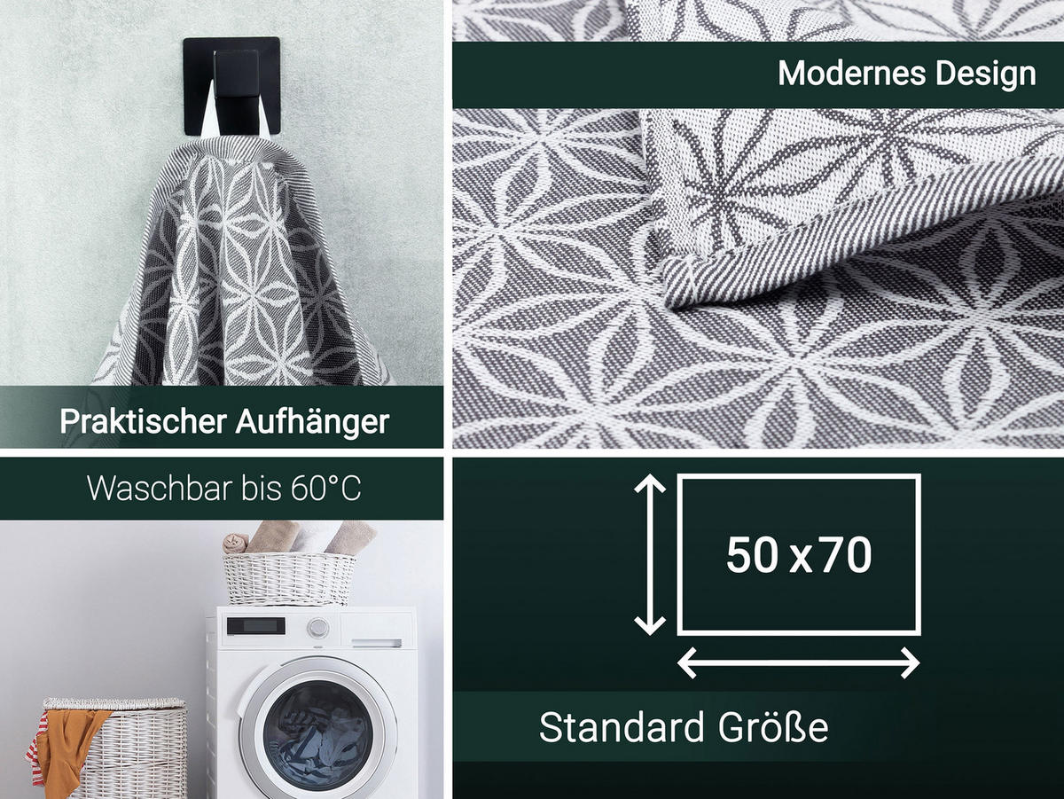 GESCHIRRTÜCHER, 4er-Set, 50 x 70 cm, 100% Baumwolle, Grau - Grau, Textil (50/70cm)
