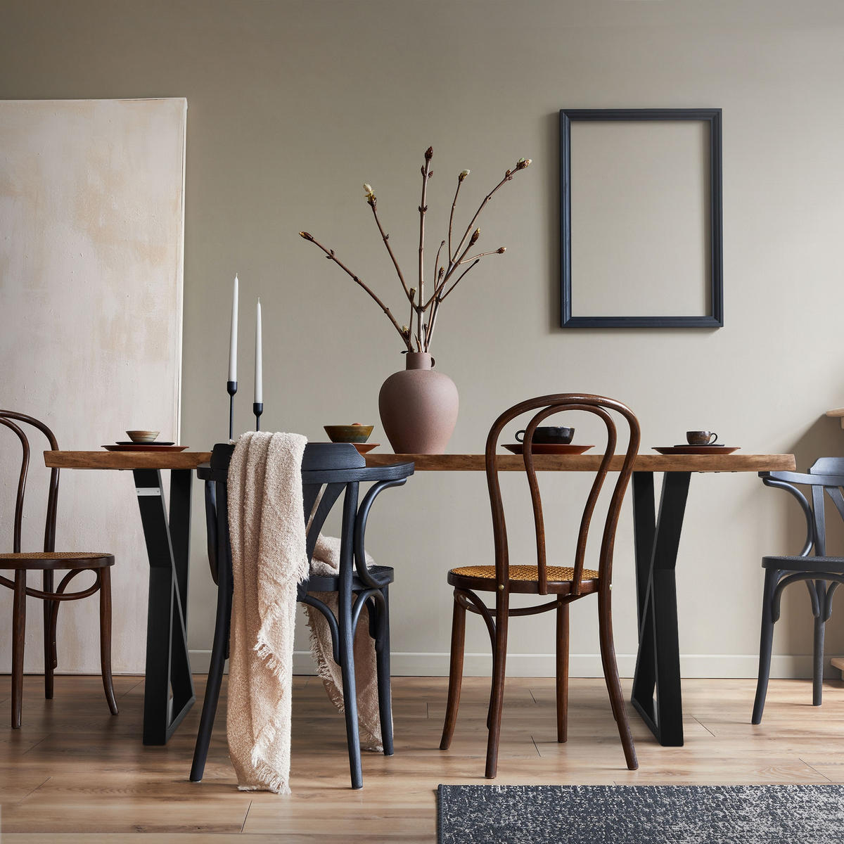 TISCHBEINE 2er Set 40xH71 cm X-Form, Schwarz - Schwarz, Metall (45/6/71cm) - ML-DESIGN