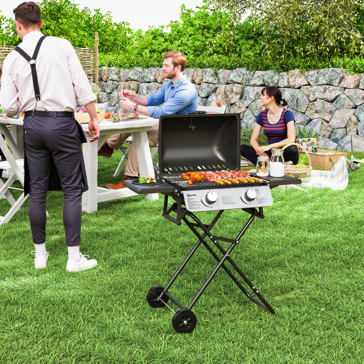 GASGRILL DE-18619 Schwarz - Schwarz, Metall (50/102/101cm) - ComfortXL