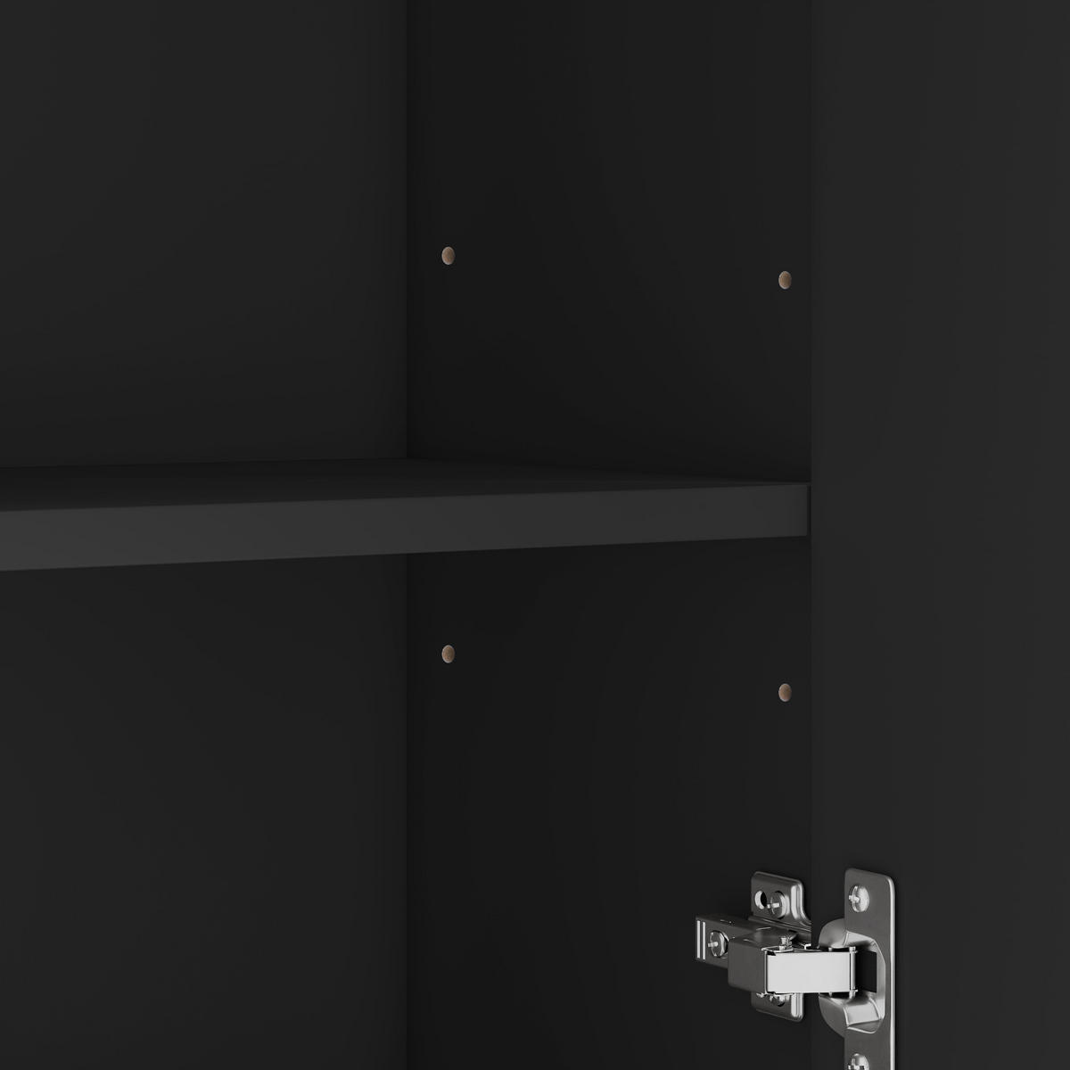BADEZIMMERSCHRANK Schwarz Hochschrank mit 3 Schubladen, Tür & verstellbaren Böden - Schwarz, Holzwerkstoff (38/172.5/26cm) - Urban Meuble