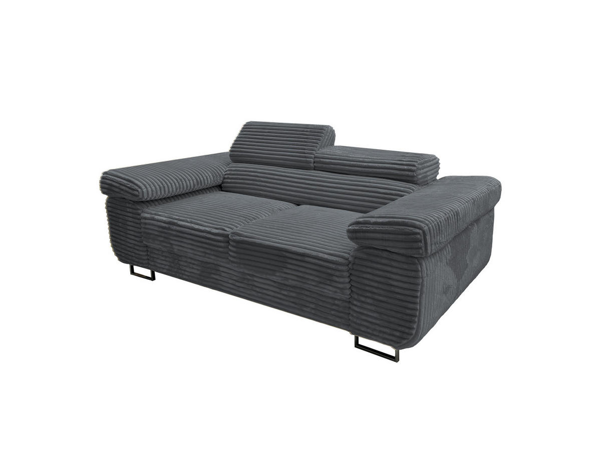 GUSTAW Sitzgarnitur 3+2+1, Schlafsofa 3-Sitzer, Cordbezug Anthrazit - Anthrazit, Textil (225/92/101cm) - KS Home Concept