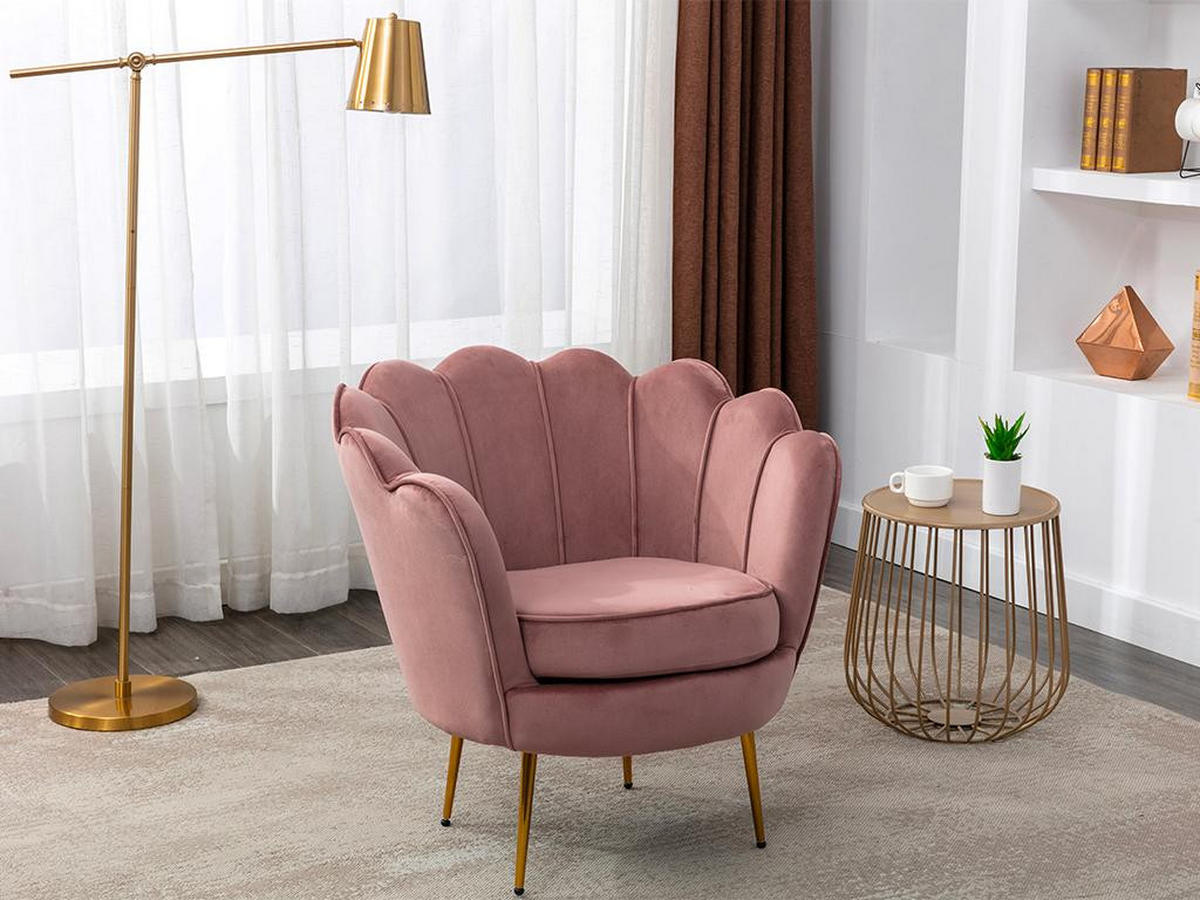 MUSCHELSESSEL - Samt - Rosa - DANDELION - Pink, Textil (75/76.5/78cm) - Pascal Morabito