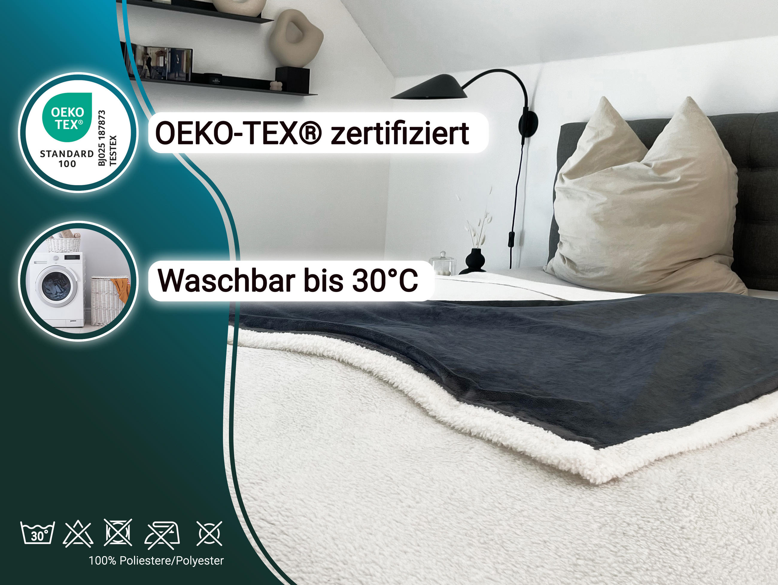 Thumbnail - Zollner24 Kuscheldecke,, Grau, Textil, 150x200 cm, Wohntextilien, Decken, Kuscheldecken