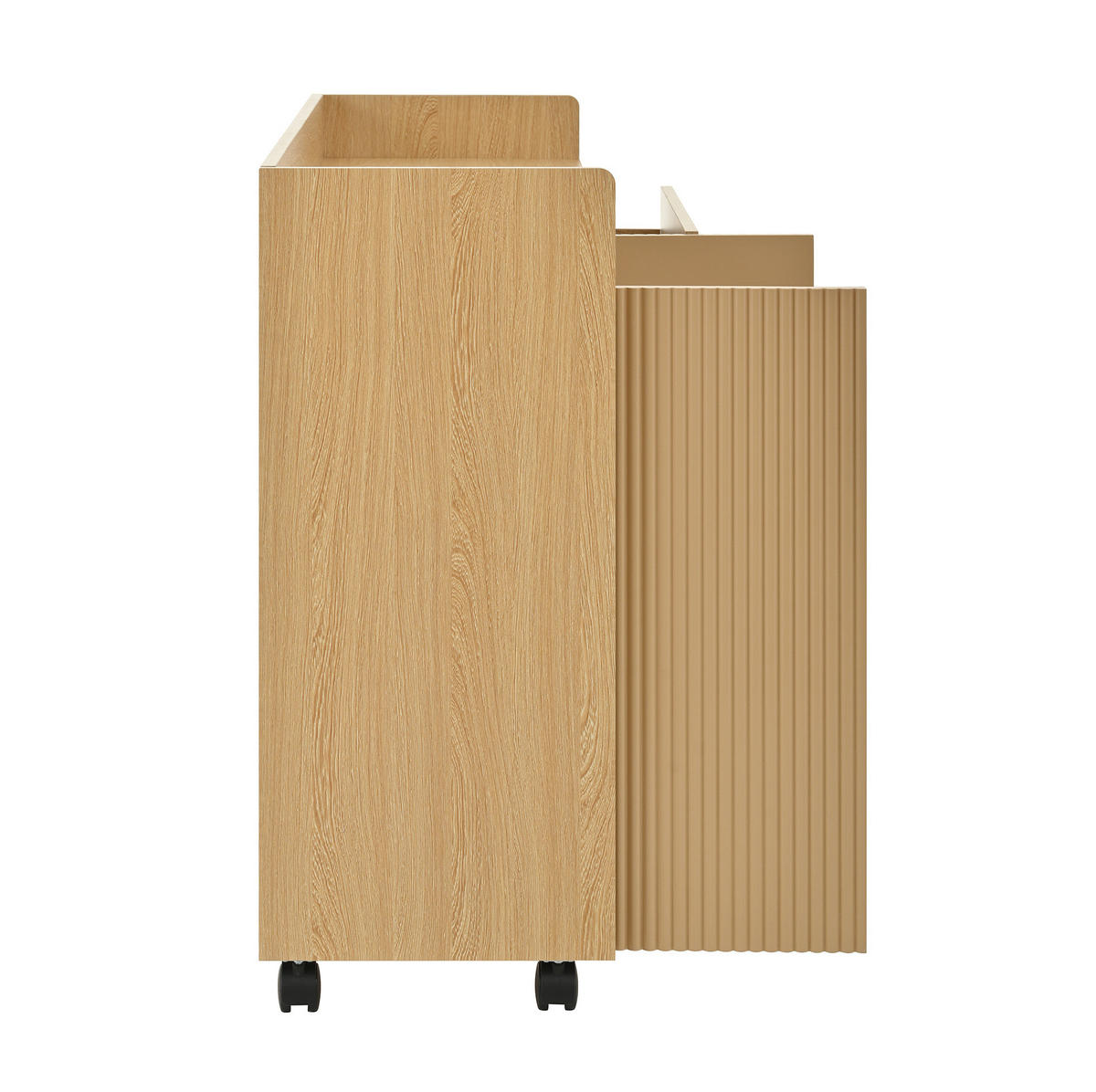 SCHUHSCHRANK aus MDF 110x35x86cm in Natur mit Rollen & Bremsen - Naturfarben, Holzwerkstoff (110/86/35cm) - Modfu