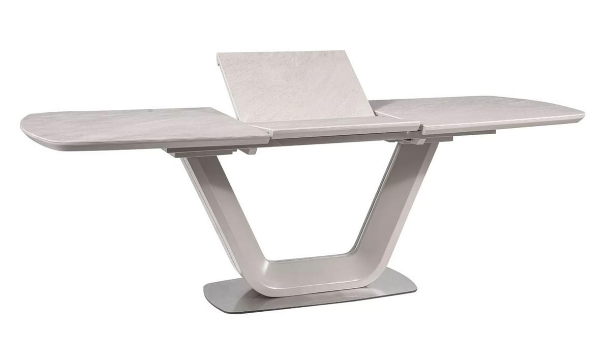 ESSTISCH Accra Marmor Grau / Edelstahl 160-220 / 90 / 76cm - Grau, Holz/Keramik (90/220/76cm) - Feldmann-Wohnen