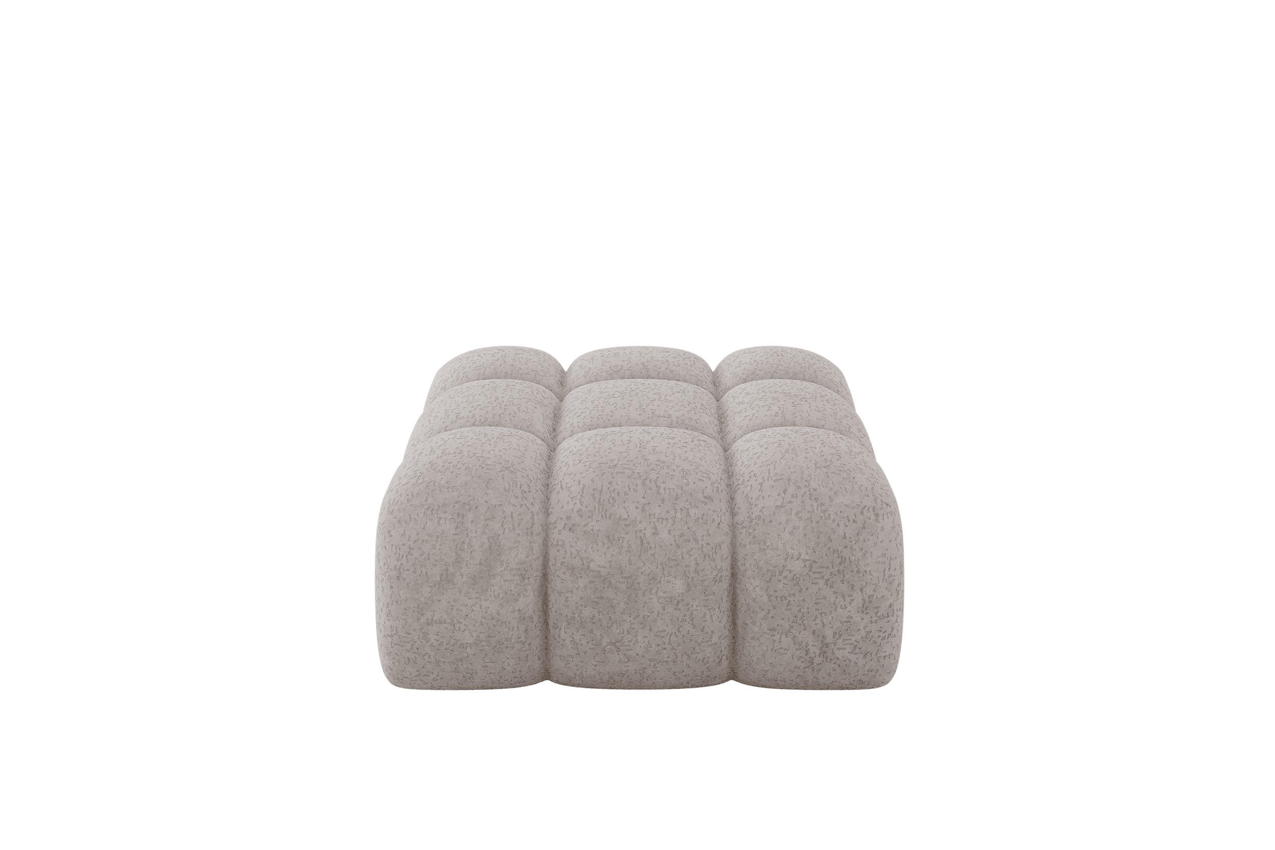 POUF OLEA-PUF 91x87x44 cm Hellgrau Velours Modular Sitzhocker - Hellgrau/Schwarz, Holzwerkstoff/Kunststoff (91/44/87cm) - ALTDECOR
