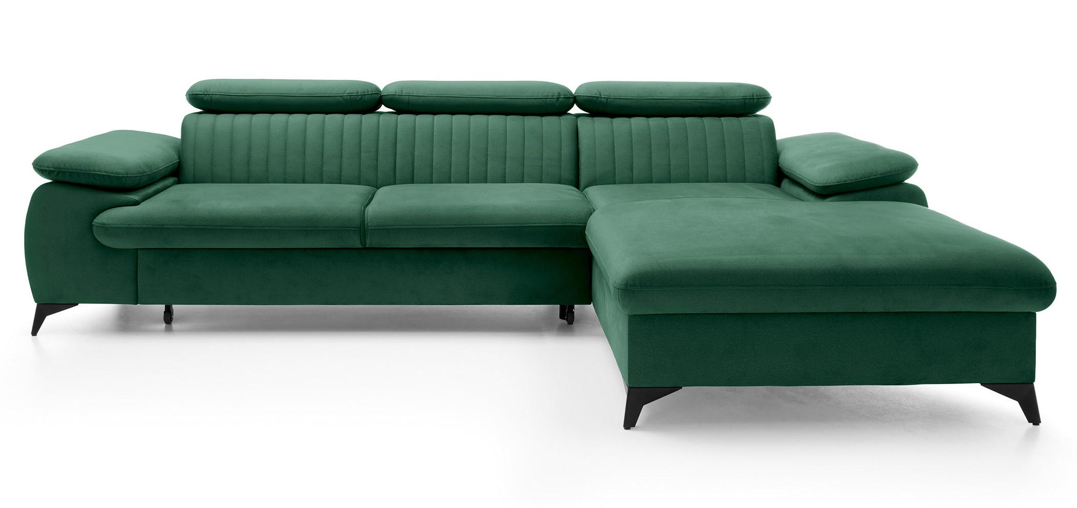 ECKSOFA 280 cm Xanto M, Schlaffunktion, verstellbaren Kopfstützen, Rechts, Grün - Grün, Holz (193/280cm) - Emporius