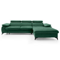 ECKSOFA 280 cm Xanto M, Schlaffunktion, verstellbaren Kopfstützen, Rechts, Grün - Grün, Holz (193/280cm) - Emporius