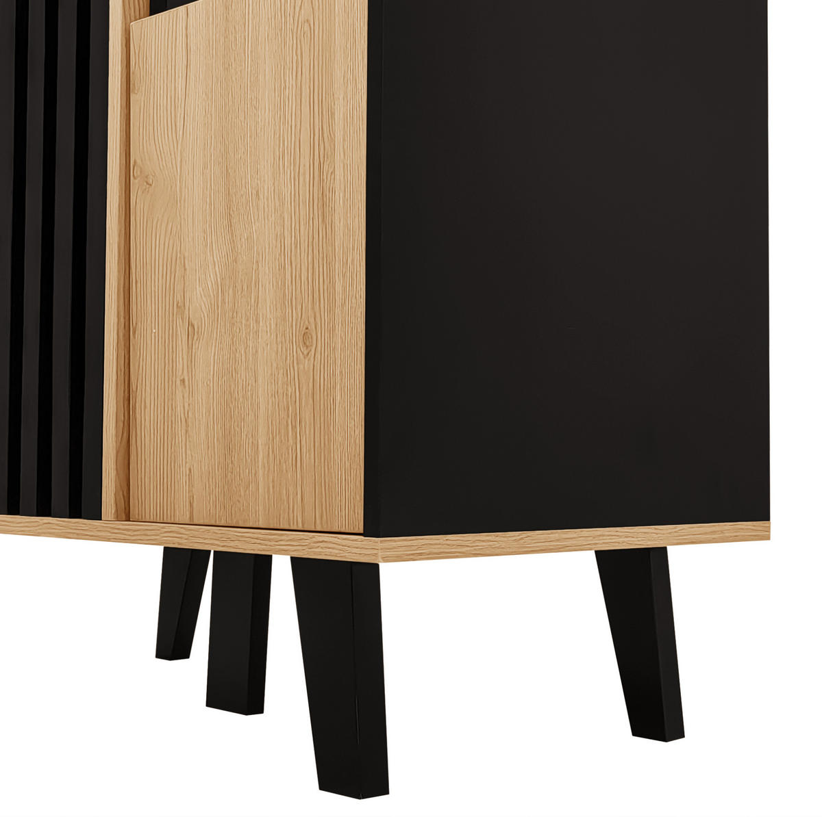 SIDEBOARD 80/40/120 cm holzfarben/schwarz aus Spanplatte mit Glastüren und LED-Beleuchtung - Eichefarben, Holzwerkstoff (80/120/40cm) - OKWISH