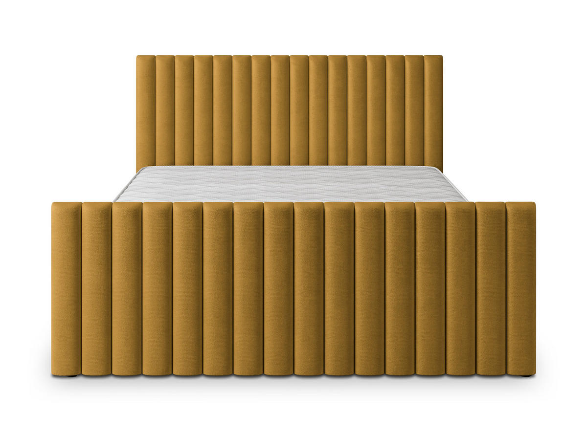 POLSTERBETT CANOVA K 200x200 cm mit Bettkästen - Gelb - Gelb, Holz/Textil - MASSENO