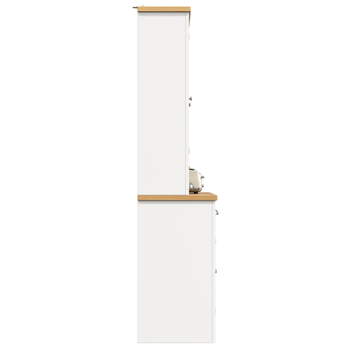 BUFFET DE-38463 120/40/185 cm mit Glastür, Soft-Close und Weinregal Weiß - Weiß, Holzwerkstoff (120/182/40cm) - ComfortXL