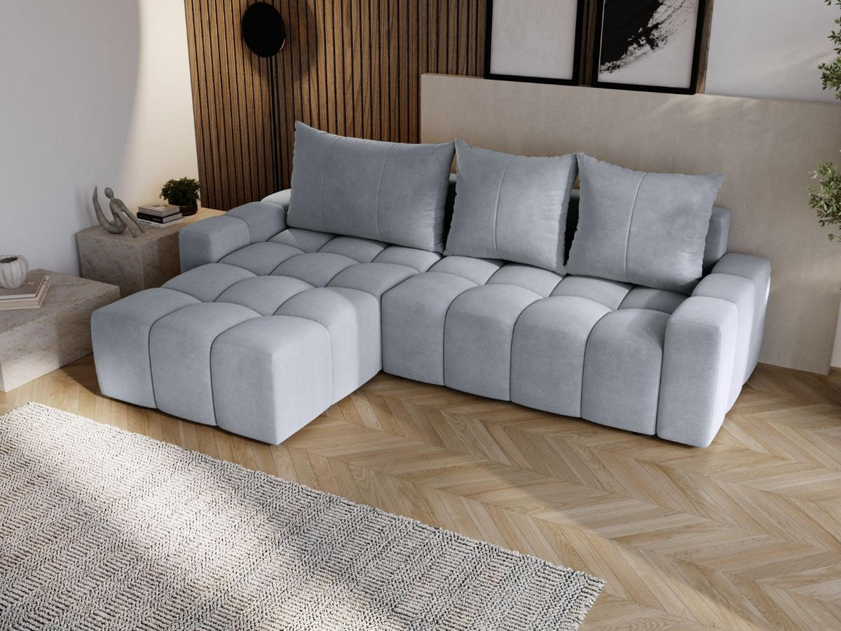 ECKSOFA Bresso Hellgrau - Hellgrau, Holz/Textil (255/168cm) - Graingold