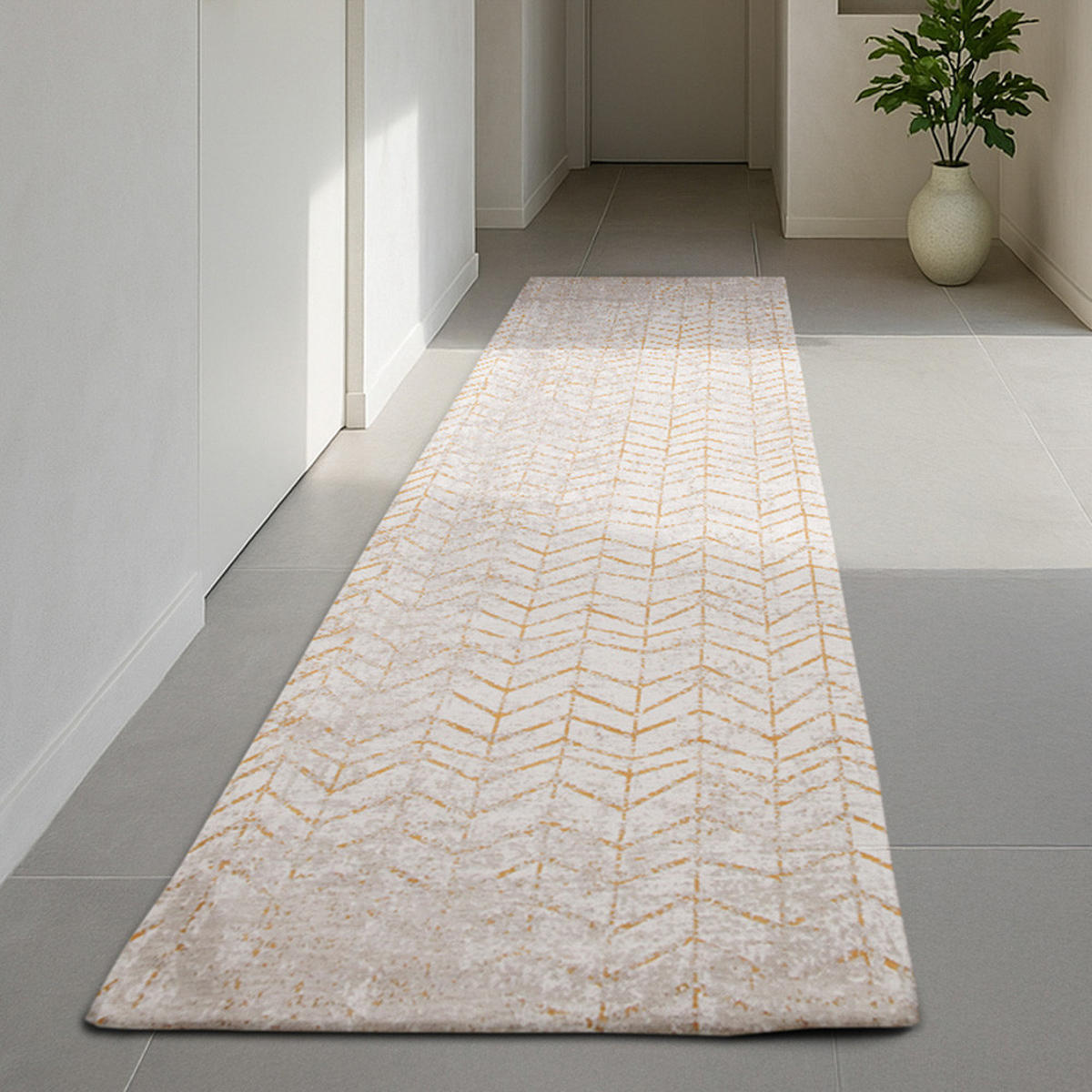 TEPPICH Central Yellow Mad Men Jacob's Ladder 80/250 cm - Beige, Kunststoff/Textil (80/250cm) - Louis De Poortere