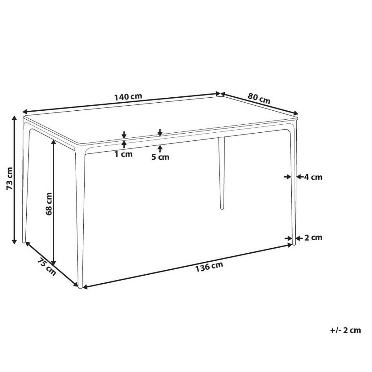 JÍDELNÍ STŮL Bílý Mramor 140/80 cm Sklo Jollein - bílá, sklo (140/80/73cm) - Beliani