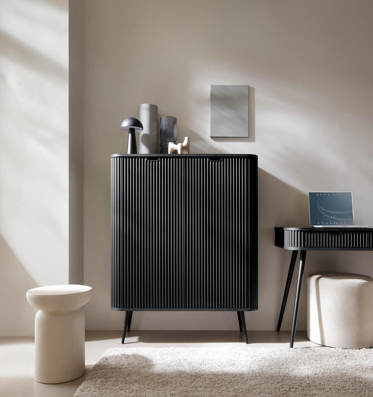 SIDEBOARD ZOVA Schwarz 103x39x129 cm - Schwarz, Holzwerkstoff (103/129/39cm) - FURNLUX