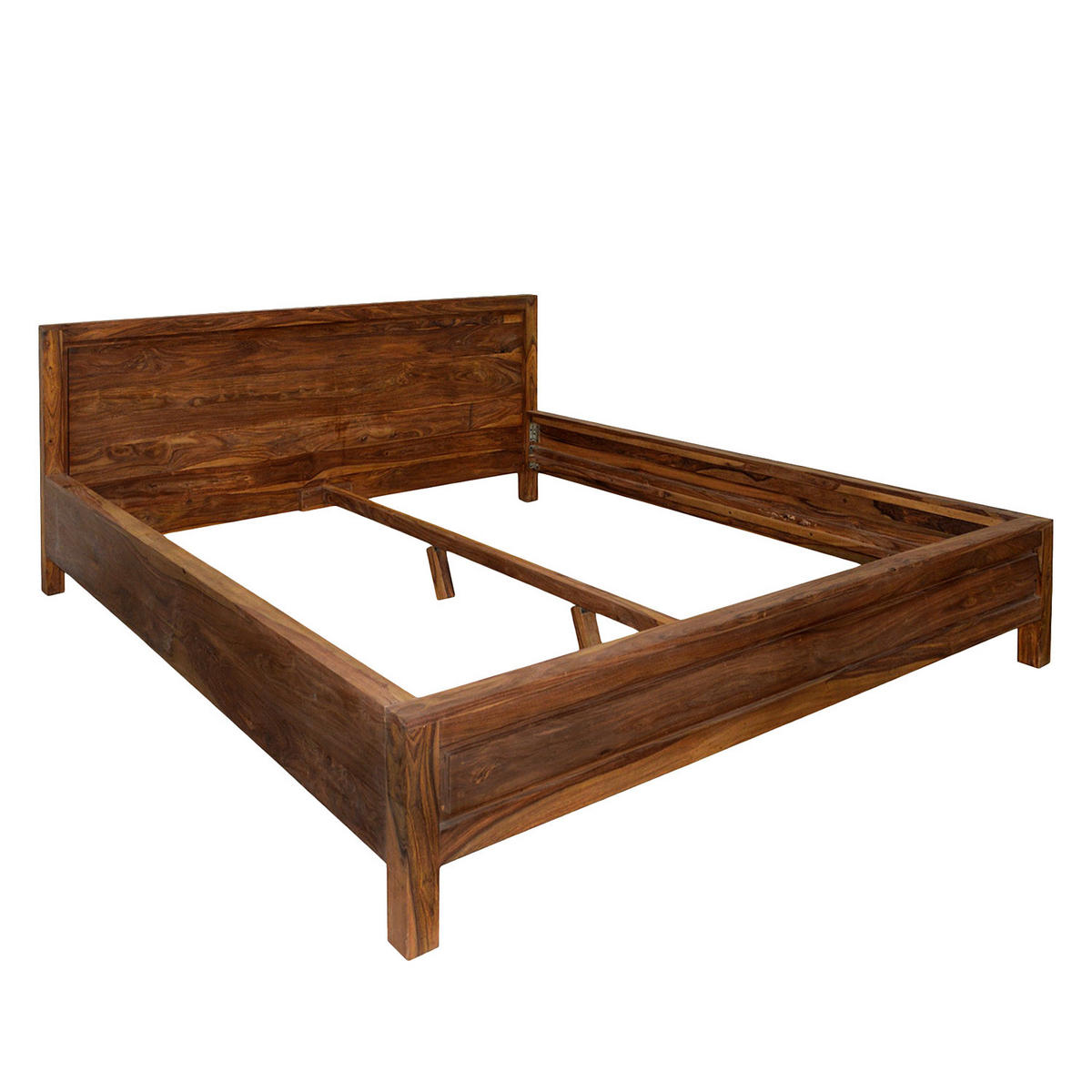 MASSIVHOLZBETT - Sheesam massiv - Sheeshamfarben, Holz (180/200cm) - home24