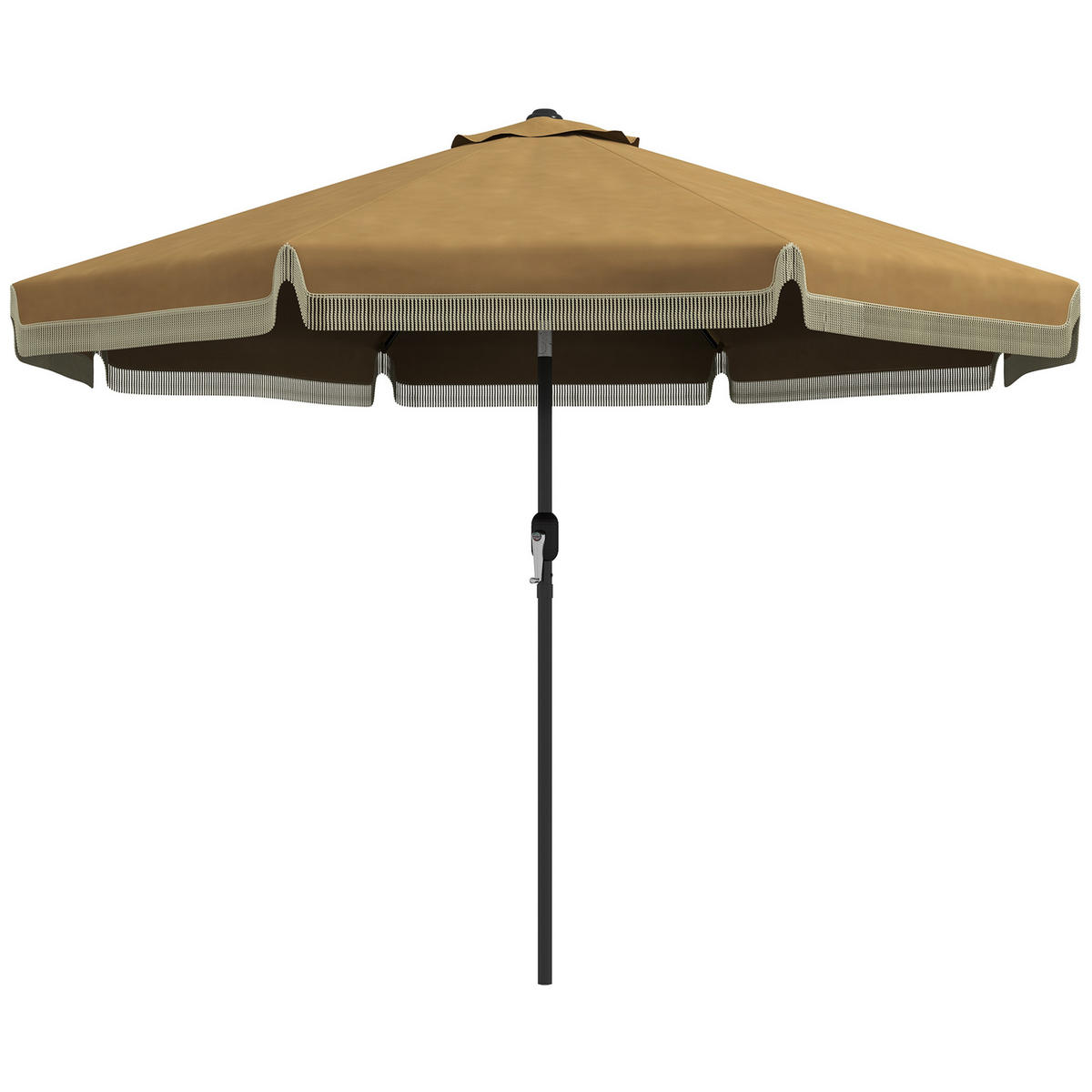 SONNENSCHIRM DE-05502 Mit Fransendekor, neigbar Khaki/Schwarz - Taupe, Metall (265/265cm) - ComfortXL