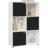 REGALE Bücherregal mit 3 Türen, 6 Fächer, Weiß+Schwarz - Schwarz/Weiß, Holzwerkstoff/Kunststoff (59.6/91/29cm) - Woltu