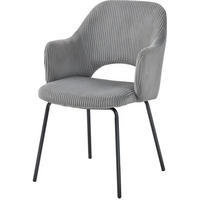 STUHL 62.5x57x85.5 cm in Grau, gepolstert mit Cordbezug, Wannenform, Stahlbeine - Grau, Textil (57/85.5/62.5cm) - Modfu