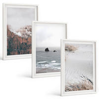 BILDER SET 3er Set - 40x60 cm Weißer Rahmen - Berge, Wolken, Meer, Sand, Natur - Weiß, Kunststoff (40/60cm) - TULUP
