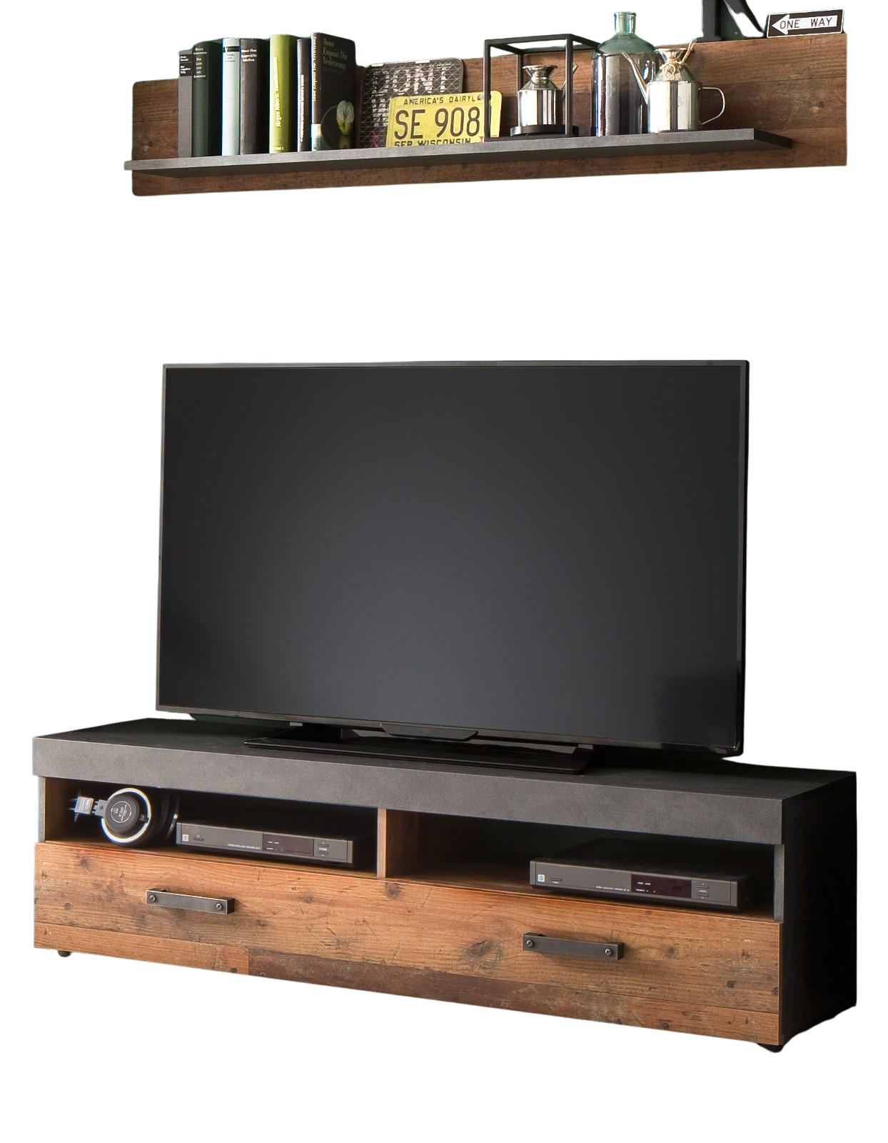 Top.Furn Tv-Lowboard Braun, Grau 139x41x40 cm