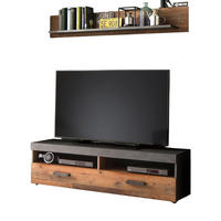 TV-LOWBOARD Used Wood Altholz Dekor mit Grau, Set inklusive Wandregal 140 cm - Silberfarben/Schwarz, Holzwerkstoff/Kunststoff (139/41/40cm) - Top.Furn