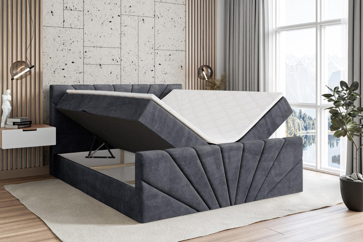 BOXBETT MILTIO-Z - 140x200 cm - H4 - Dunkelgrau - Dunkelgrau, Holzwerkstoff (140/200cm) - ALTDECOR