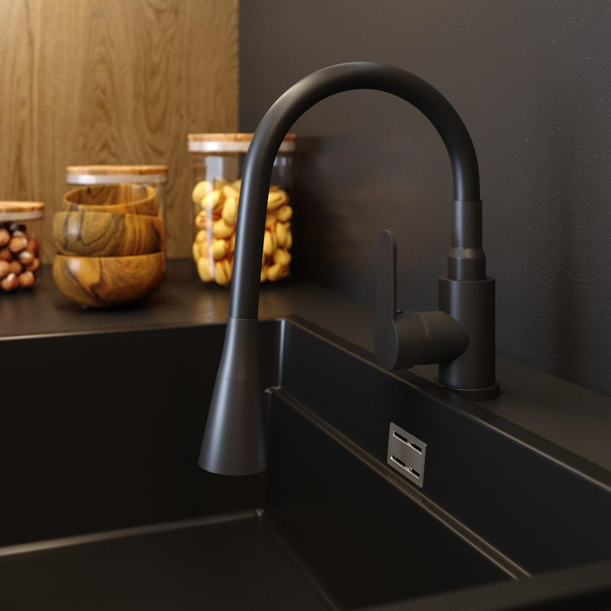 KÜCHENBATTERIE Flexo - Schwarz, Metall (18/54/3cm) - Granitan