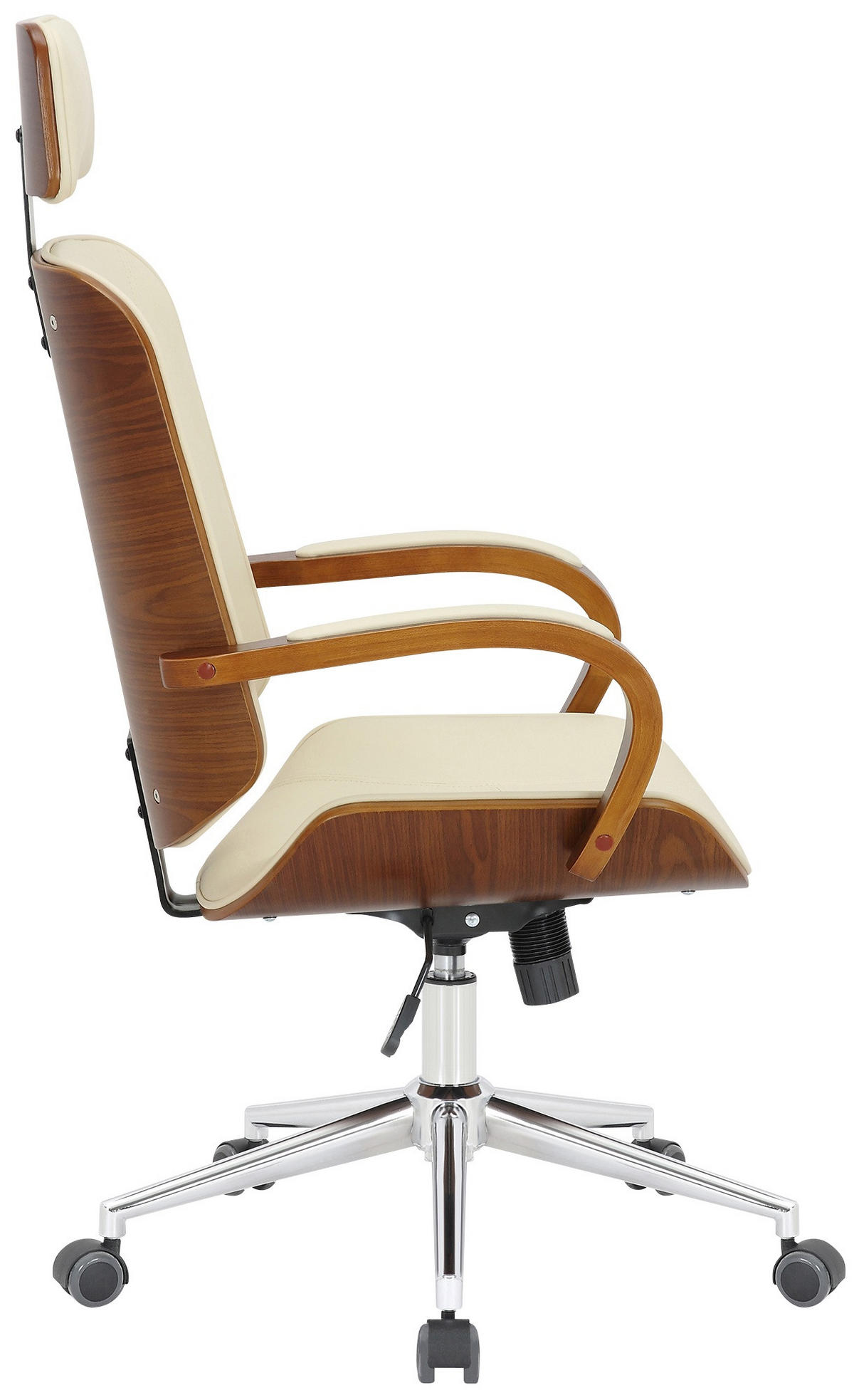 DREHSTUHL Lederlook Walnuss/Creme - Walnussfarben/Creme, Textil/Metall (70/118/70cm) - CLP
