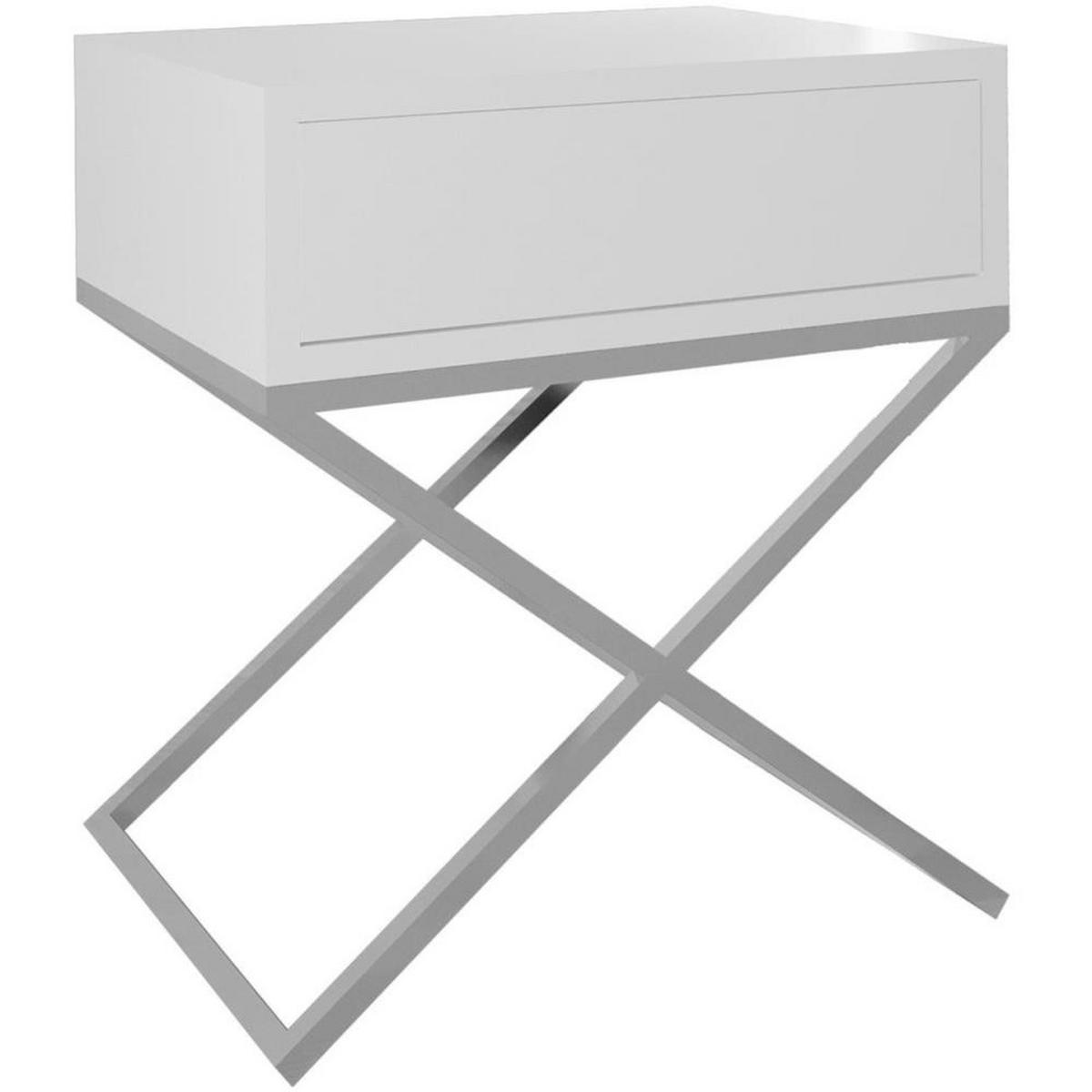 NACHTSCHRANK Max 45/50/35 weiß - Chromfarben/Silberfarben, Holzwerkstoff/Metall (45/50/35cm) - Beautysofa