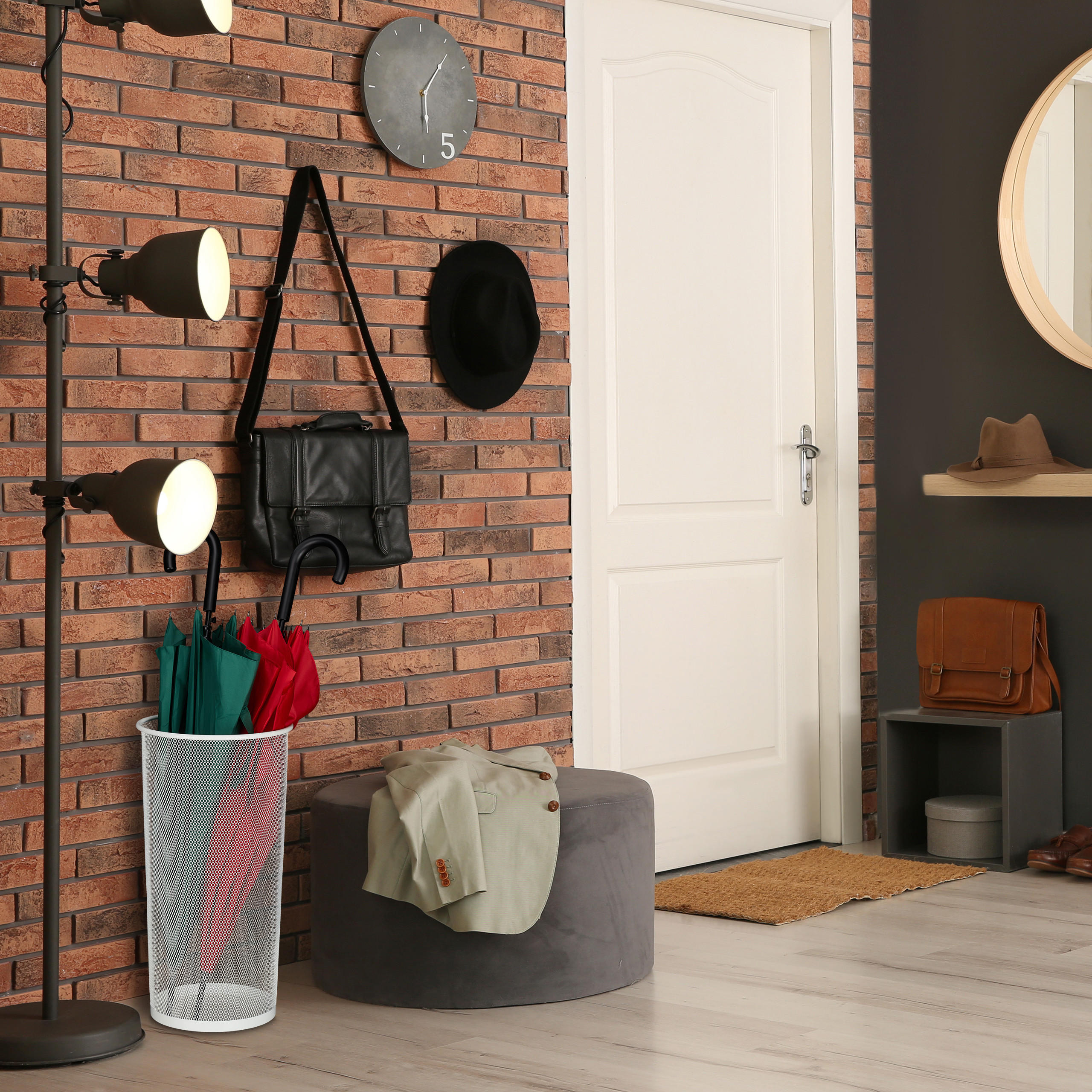 SCHIRMSTÄNDER - Weiß, Metall (26/49.5/26cm) - Relaxdays