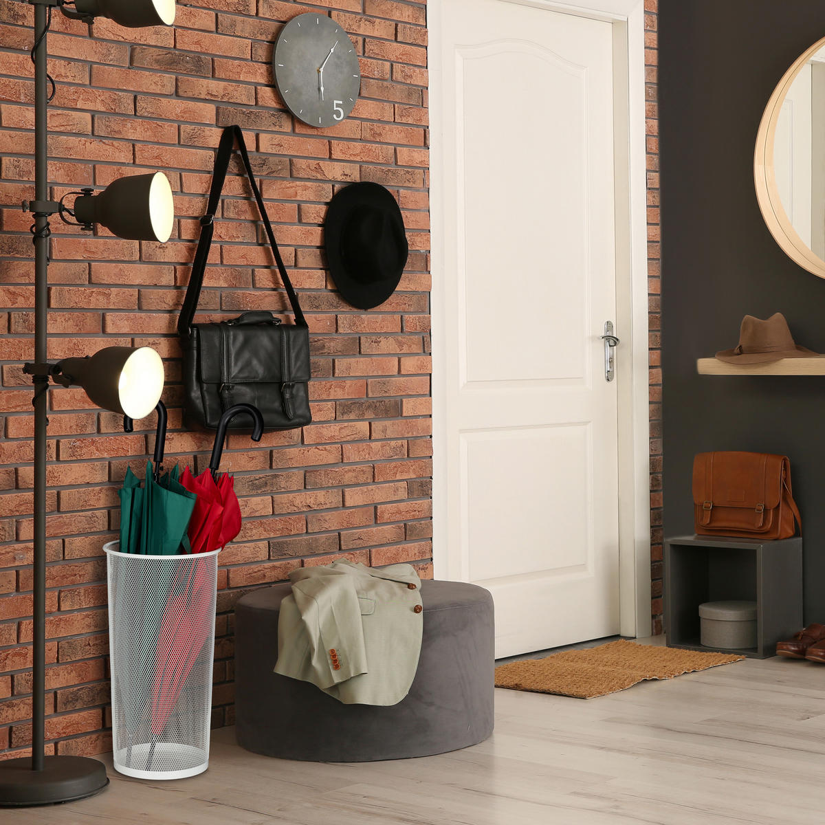 SCHIRMSTÄNDER - Weiß, Metall (26/49.5/26cm) - Relaxdays