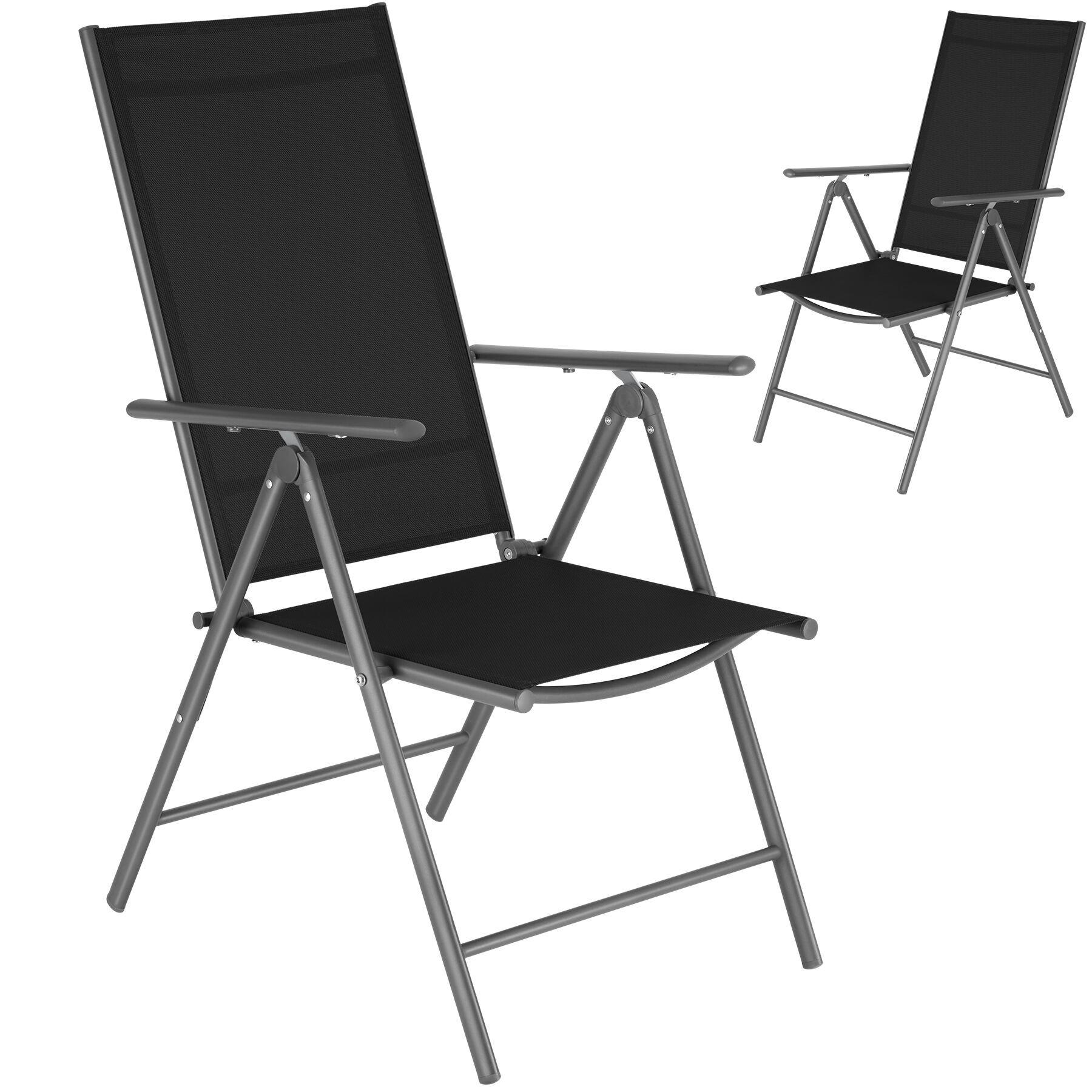 GARTENSTUHL 2er Set Marcellino, 54,5 x 65 x 107,5 cm, anthrazit - Anthrazit/Grau, Metall (54.5/107.5/65cm) - tectake