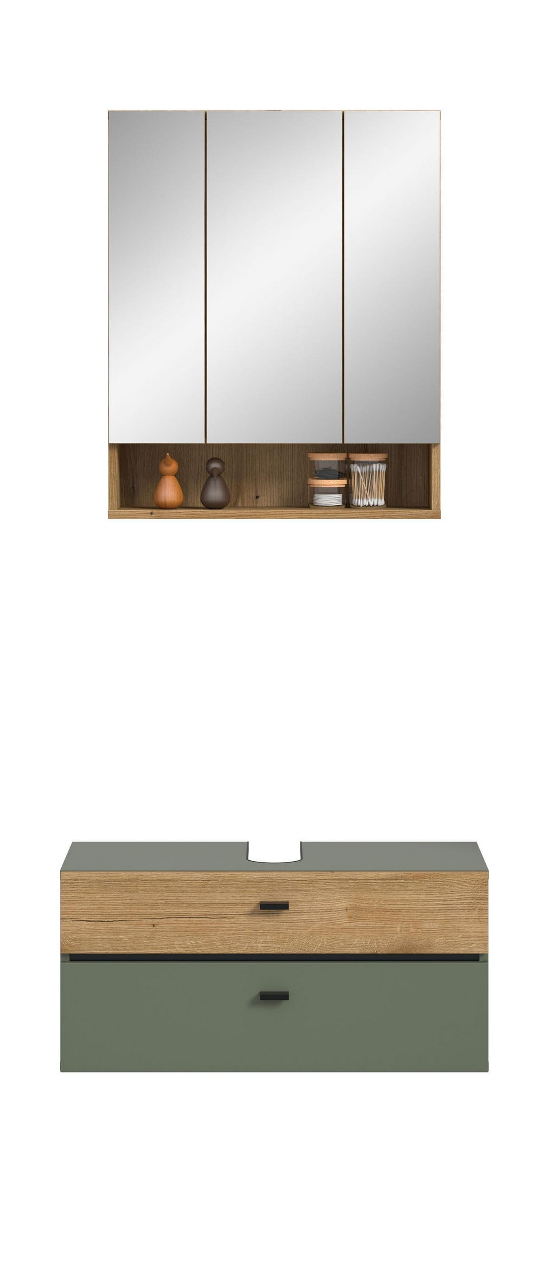 BADKOMBINATION Aqua Sage Green 75/35/191 cm - Grün, Holzwerkstoff (75/191/35cm) - Xonox