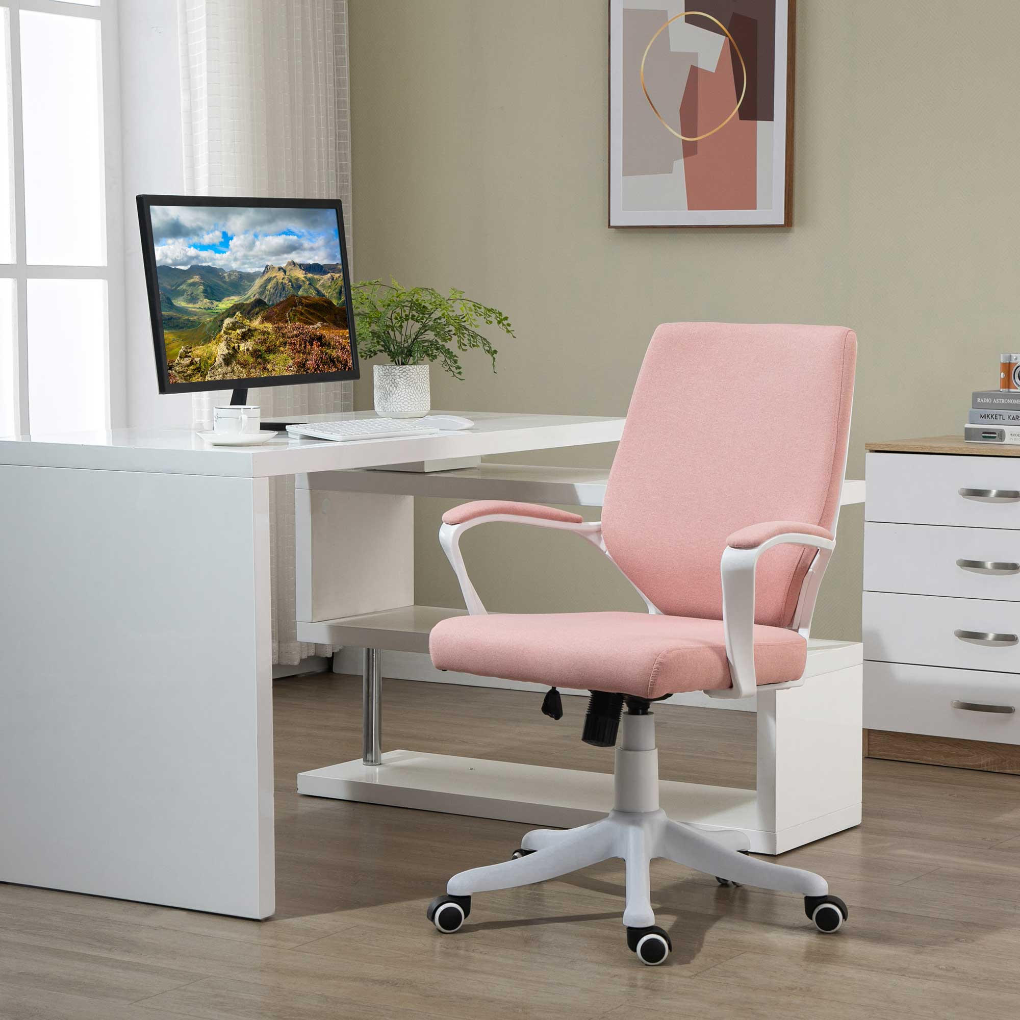 BÜROSTUHL, Polyester, Nylon, Rosa+Weiß - Hellrosa, Kunststoff (69/100/62cm) - Vinsetto