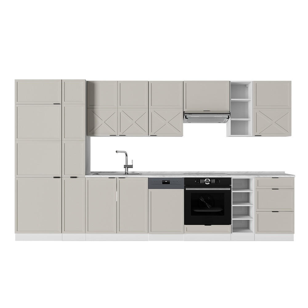 KITCHENETTE Fame-Line GriBej/Alb 355 cm fara blat