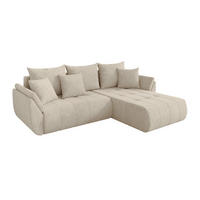 ROHOVÁ SEDAČKA s funkcí spaní, otoman vpravo TOKO-L 277x194x86 krémová velur - černá/krémová, kompozitní dřevo/textil (277/194cm) - ALTDECOR