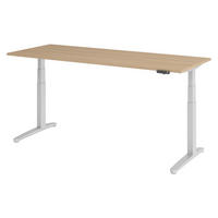 SCHREIBTISCH elektrisch XBHM 80/200/74 cm in Eichefarben/Silberfarben - Eichefarben/Silberfarben, Holzwerkstoff (80/200/74cm) - bümö