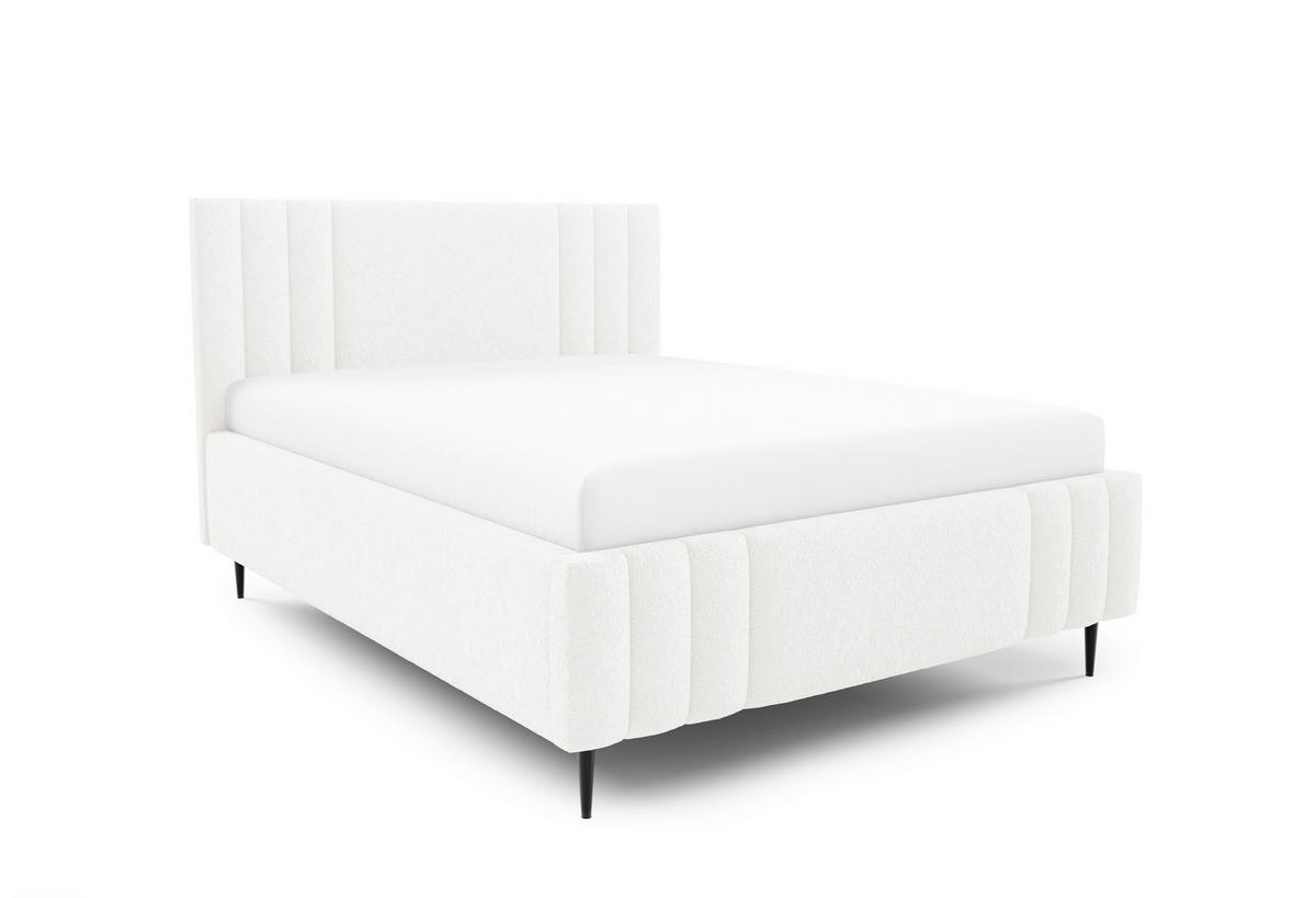 POLSTERBETT RIVIO LEG mit Beinen Bettkasten Lattenrost 140x200 Weiß - Weiß, Holz (140/200cm) - Furnistar
