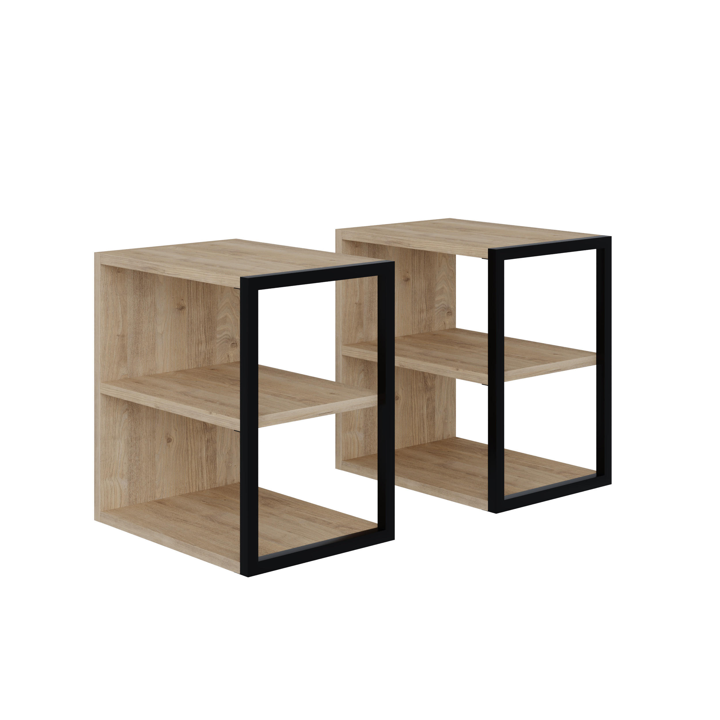 BEISTELLTISCH Echo 2er Set Eiche 42/30/45 cm - Eichefarben, Holzwerkstoff (42/30/45cm) - Decortie
