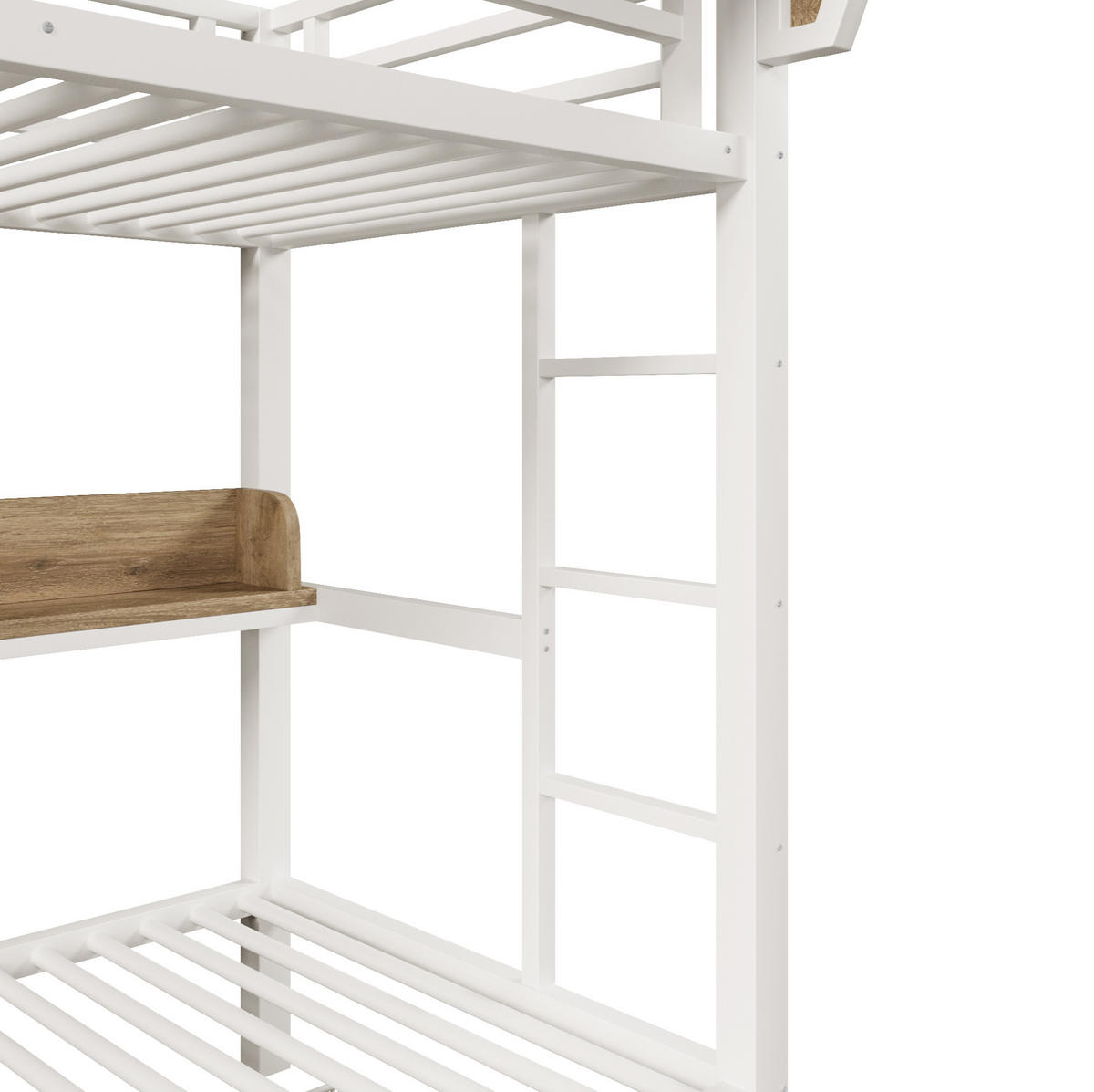 ETAGENBETT 90/200 cm aus Metall und MDF mit LED-Licht und Stauraum Weiß - Weiß, Holzwerkstoff (90/200cm) - Modenvie