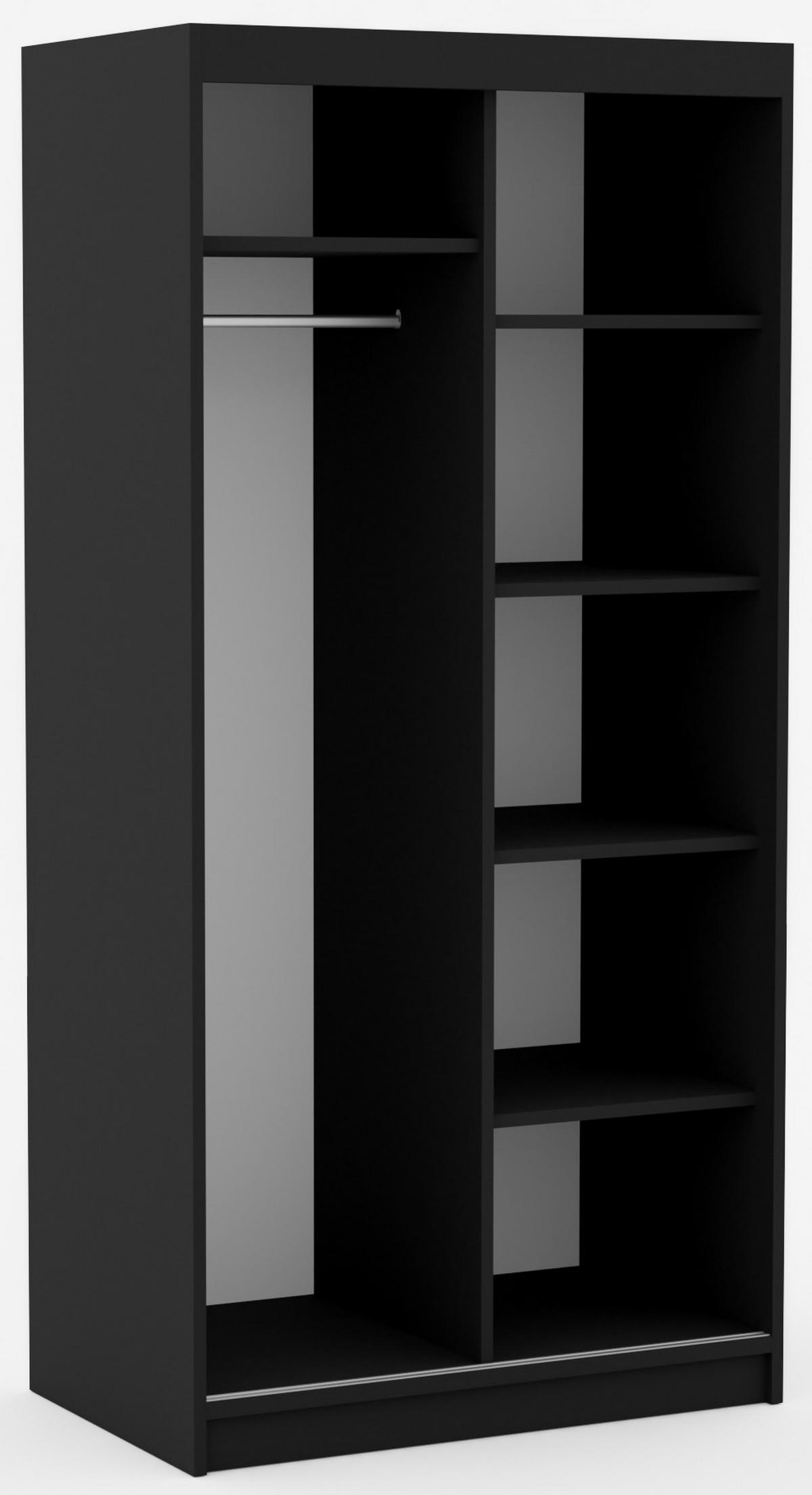 SCHIEBETÜRENSCHRANK Orvena 100 mit Spiegel – Schwarz - Schwarz, Holzwerkstoff (100/205/60cm) - Möblo
