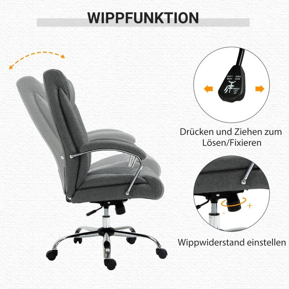 DREHSTUHL 65/78/110-118 cm, ergonomisch, höhenverstellbar und gepolstert, grau - Grau, Kunststoff (78/118/65cm) - Redom