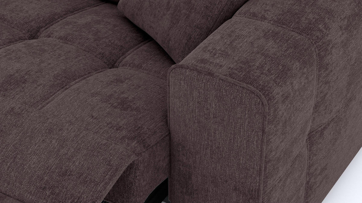 SOFA QUARTZ 3-Sitzer mit 1 Relaxfunktion, dunkelbraun - Dunkelbraun/Silberfarben, Holzwerkstoff/Textil (204/80/102cm) - Courtois Laville